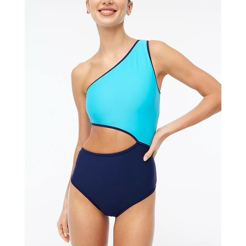 J. Crew Factory Womans Swimsuit Sz 2X Cutout One Shoulder One‎ Piece Stretch